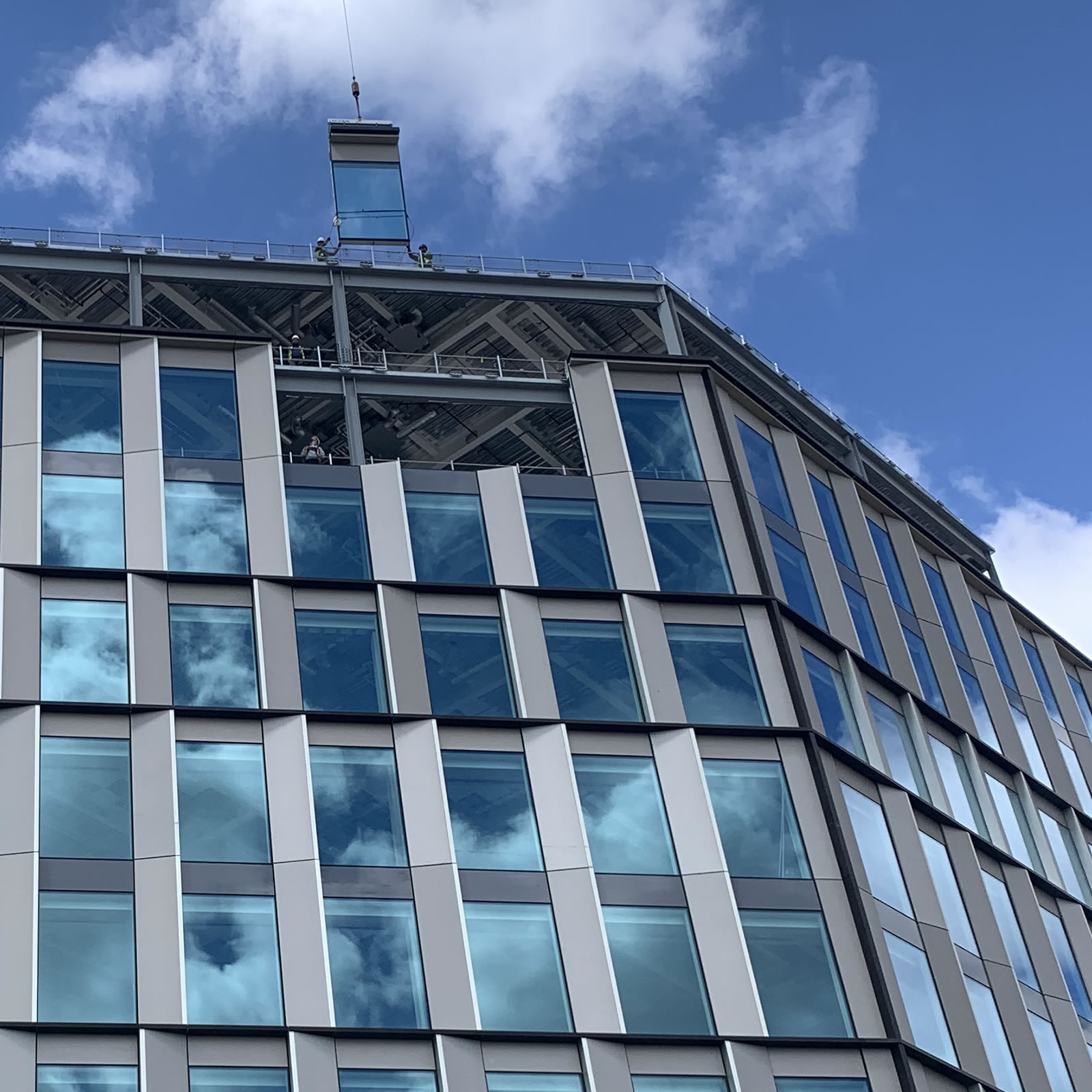 Curtain wall glass facade installation